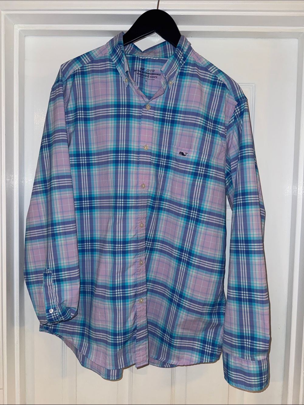 Vineyard Vines Pastel Plaid Button-Down on The Go Performance Shirt
